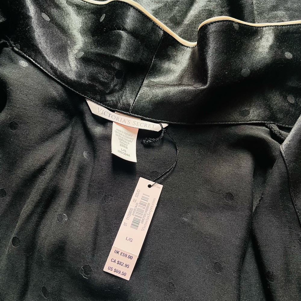 Victoria's Secret Black Tassel Tie Satin Robe - Picture 3 of 13